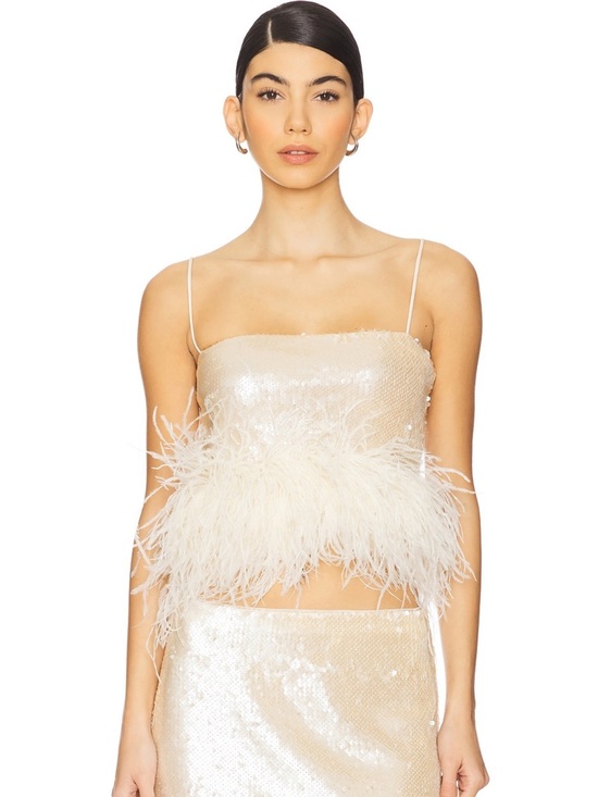 L'Academie Tops - L'Academie Champagne Sequin Feather Cami
